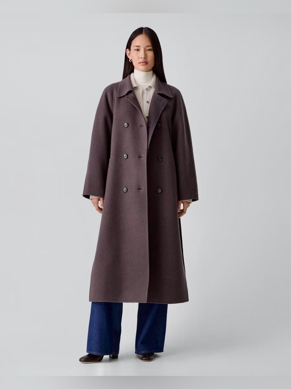 NWT Theory Wool and Cashmere Long Coat in Dark Dove color